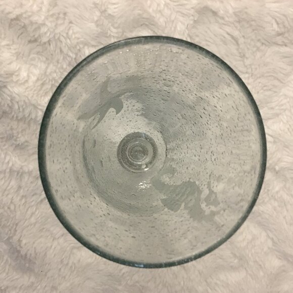 Vintage Seahorse and Starfish Coastal Aqua Glass Wine Goblet - Picture 4 of 6